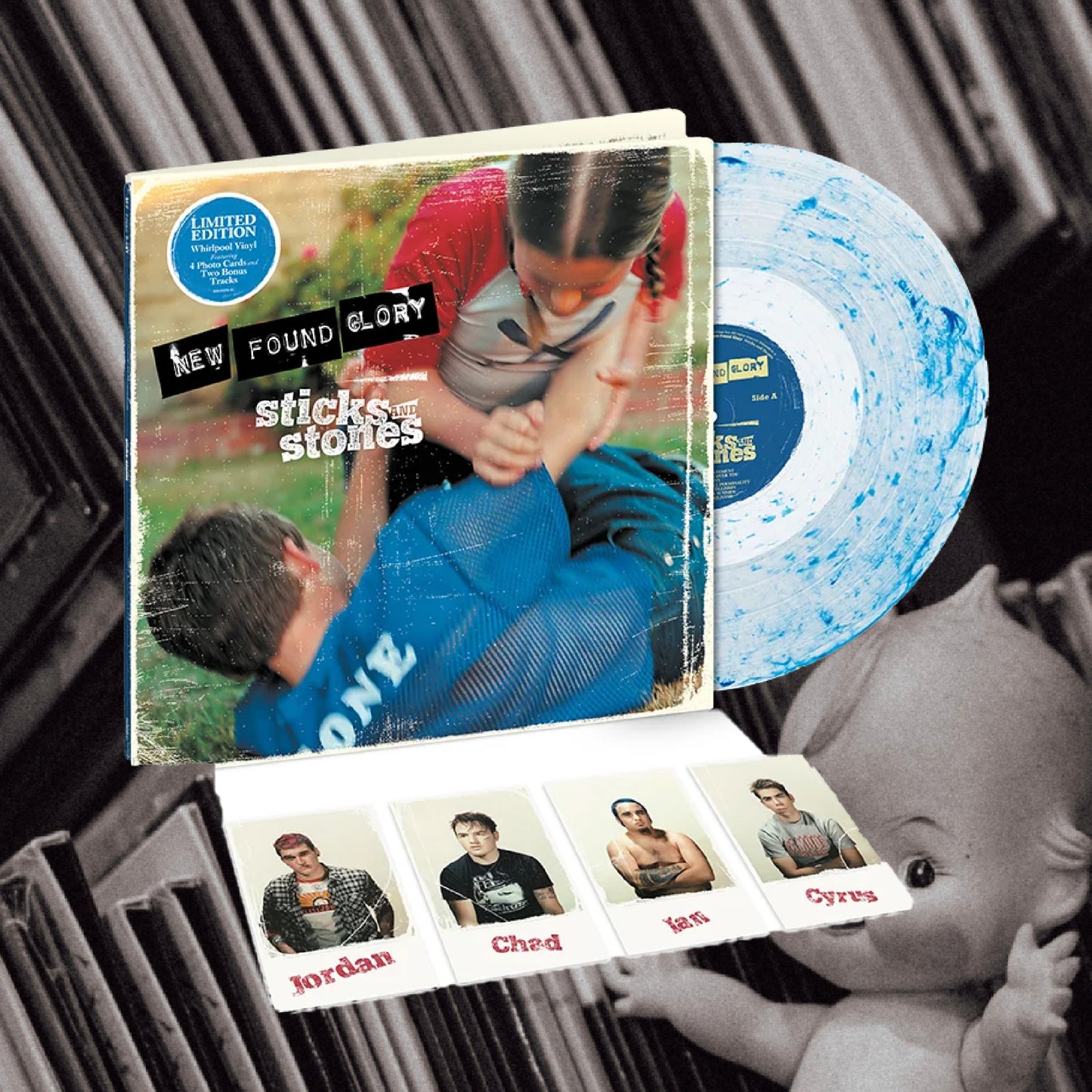 New Found Glory - Sticks And Stones (Whirlpool Blue Splatter + 4 Postcards)