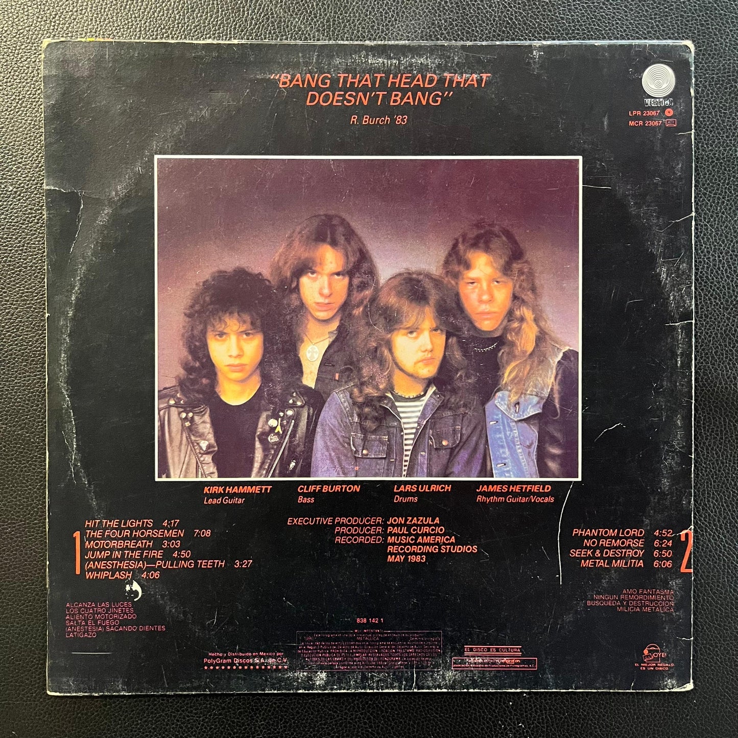 Metallica - Kill Em All (1983 Mexican Pressing Vertigo Black Clear)